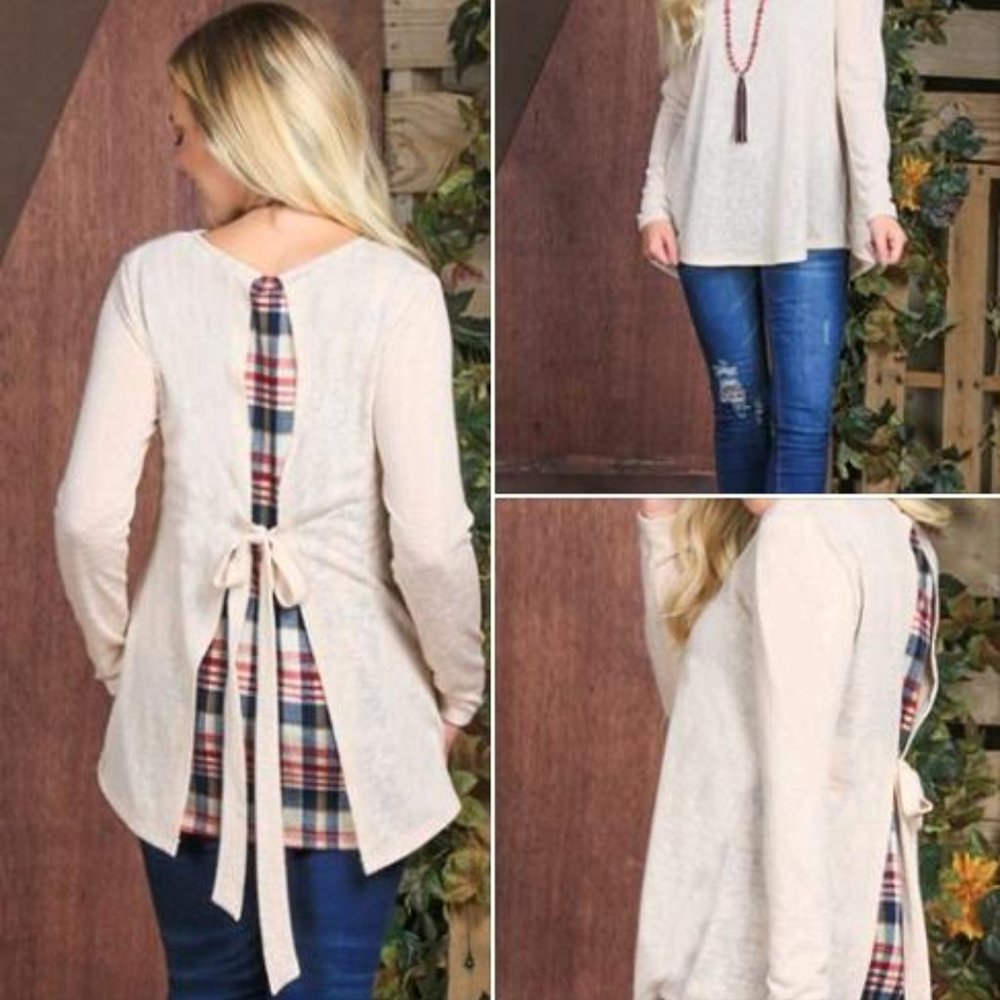 The Sweetheart Tie-Back Plaid Top